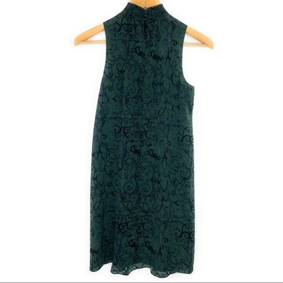 NWT 1State Modern Scrolls Sleeveless Shift Dress High Neck Halter Green - Picture 3 of 8